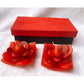 2 Red Lotus Floating Candles in Red Black Gift Box Set Birthday Xmas Valentine Mothers Day Gift Present