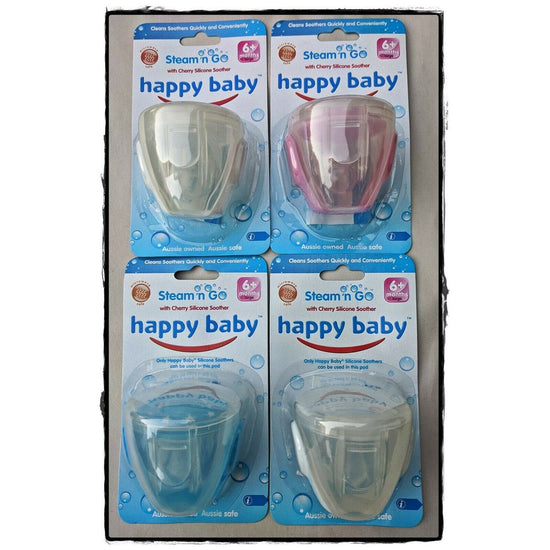 12 x 4 (48 Pieces) Pack - Bulk Buy Resell Happy Baby Steam n Go Cherry Silicone Soother