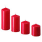 4 Pack Red Wax Pillar Advent Candles Xmas Wedding Party Table Room Centrepiece Decor Graduated sized 6 to 15cm High