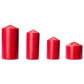 4 Pack Red Wax Pillar Advent Candles Xmas Wedding Party Table Room Centrepiece Decor Graduated sized 6 to 15cm High