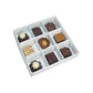 50 Pack of White Card Chocolate Sweet Soap Product Reatail Gift Box - 9 bay 4x4x3cm Compartments  - Clear Slide On Lid - 12x12x3cm