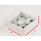 50 Pack of 10cm Square Invitation Coaster Favor Function product Presentation Cookie Biscuit Patisserie Gift Box - 4cm deep - White Card with Clear Slide On PVC Lid