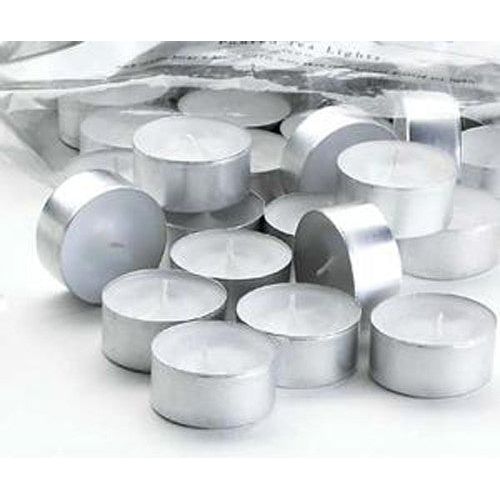 100 Pack Bulk Tea Lights Candles - White Smokeless Tealights Unscented - 9 Hour Burn Time