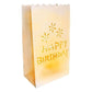 50 Pack White Happy Birthday Luminary Paper Candle Tea Light Lantern Bags Garden Anniversary Birthday Night Decorations Evening Party