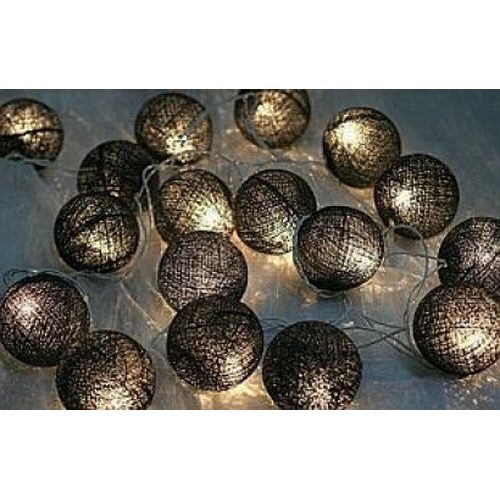 1 Set of 20 LED Black 5cm Cotton Ball Battery Powered String Lights Christmas Gift Home Wedding Party Bedroom Decoration Outdoor Indoor Table Centrepiece