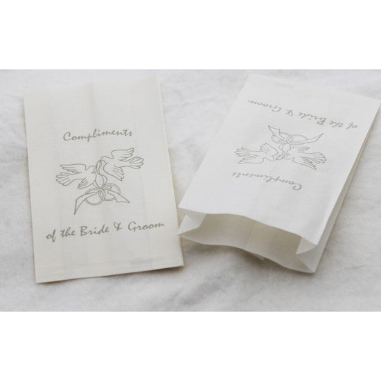 100 Pack Wedding Cake Bags Greaseproof Wax Paper Slice Take Home Favour Silver Doves