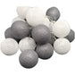 1 Set of 20 LED Grey White 5cm Cotton Ball Battery Powered String Lights Gift Home Wedding Party Bedroom Decoration Outdoor Indoor Table Centrepiece