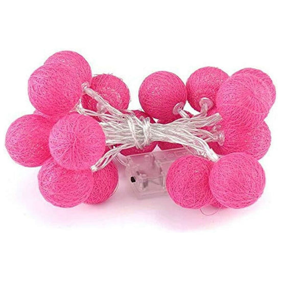 50 Ball HOT Pink LONG 5m String Light Battery Box 5cm Cotton Ball  Christmas Birthday Bbay Girl Special Occasion Decoration