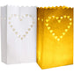 50 Pack White Heart Luminary Paper Candle Tea Light Lantern Bags Garden Wedding Anniversary Birthday Night Decorations Evening Party