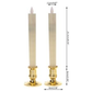 20 Pack Taper Stick White Battery Candle - Natural Flame Light Colour No Flicker - Gold Stand Base