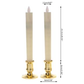 3 Pack Taper Stick White Battery Candle - Natural Flame Light Colour No Flicker - Gold Stand Base