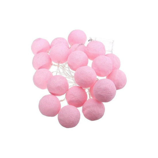 50 Ball Pastel Pink LONG 5m String Light Battery Box 5cm Cotton Ball  Christmas Birthday Bbay Girl Special Occasion Decoration