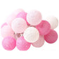 1 Set of 20 LED Pink 5cm Cotton Ball Battery Powered String Lights Christmas Gift Home Wedding Party Girl Bedroom Decoration Outdoor Indoor Table