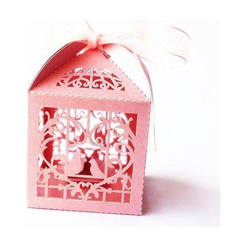 100 Piece Pack - Pink Dove Bird Heart Baby Birth naming Ceremony Bomboniere Favor Lolly Gift Card Box