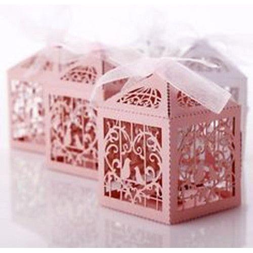 100 Piece Pack - Pink Dove Bird Heart Baby Birth naming Ceremony Bomboniere Favor Lolly Gift Card Box