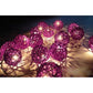 1 Set of 20 LED Cassis Purple 5cm Rattan Cane Ball Battery Powered String Lights Christmas Gift Home Wedding Party Bedroom Decoration Table Centrepiece