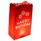 20 Pack Red Happy Birthday Luminary Paper Candle Tea Light Lantern Bags Garden Anniversary Birthday Night Decorations Evening Party