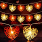 20 Red and White 3D Hollowed Rattan Heart-Shaped 3M String Fairy Lights, Battery (AA) Indoor & Outdoor Decorations Wedding Valentines Romantic Room Table Lighting