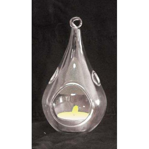 10 Pack of Hanging Clear Glass Tealight Candle Holder Tear Drop Pear Hour Glass Shape - 20cm High Terrarium Plant Mini Garden Holder Decoration Craft Gift