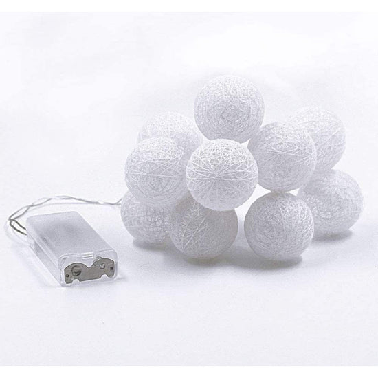 1 Set of 20 LED White 5cm Cotton Ball Battery Powered String Lights Christmas Gift Home Wedding Party Bedroom Decoration Outdoor Indoor Table Centrepiece