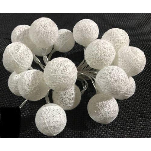 1 Set of 20 LED White 5cm Cotton Ball Battery Powered String Lights Christmas Gift Home Wedding Party Bedroom Decoration Outdoor Indoor Table Centrepiece