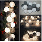 1 Set of 20 LED Black White 5cm Cotton Ball Battery Powered String Lights Xmas Gift Home Wedding Party Bedroom Decoration Outdoor Indoor Table Centrepiece