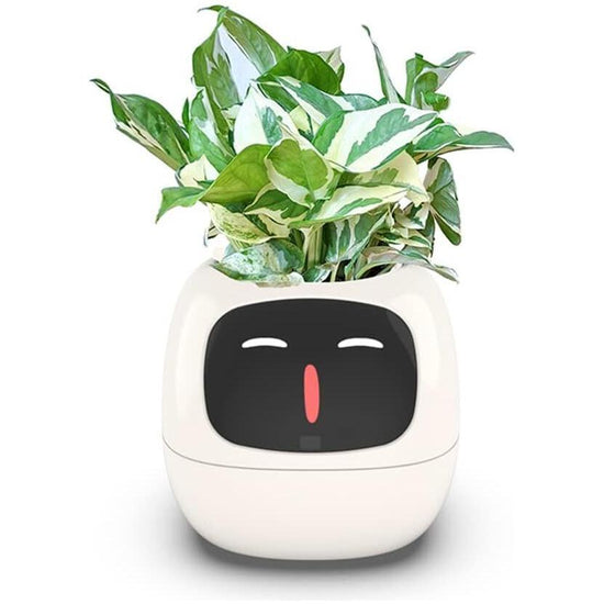 Intelligent Flower Pot, Electronic Bud, Maintenance Plant Assistant, Fun Interactive Flower Pot, Indoor Green Planting Monitoring, LCD Screen Display, Cell Phone APP Connection (White)