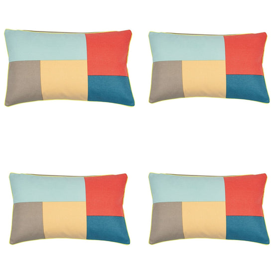 Pack of 4 Geo Beige Block Design Rectangle Cushion Cover 30cm x 50cm