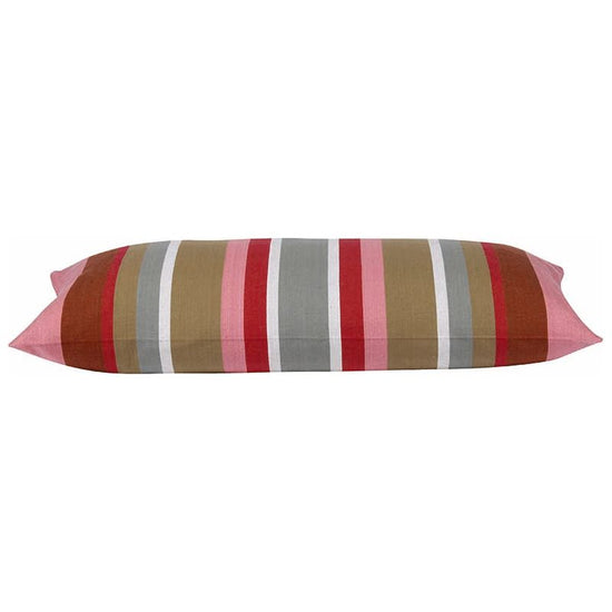 Pack of 4 Corban Rose Pink Based Striped Cushion Cover Multicoloured Rectangle 35x70cm