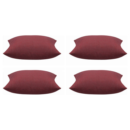 Pack of 4 Elements Deep Red Solid Base Colour Square Cushion Covers