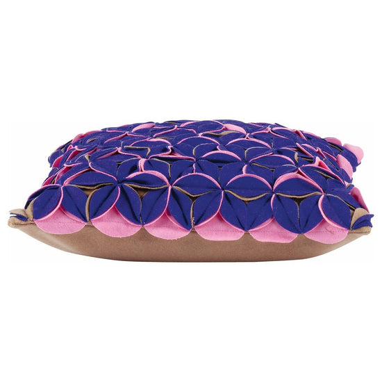 Amelie Royal Blue & Pink Felt Petals Cushion Cover