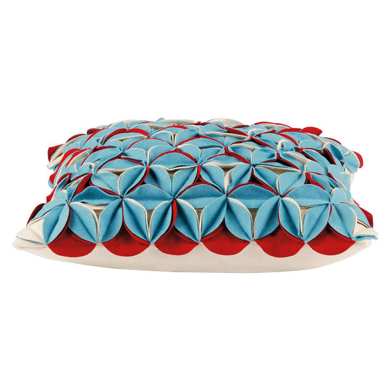 Amelie Aqua Blue & Red 3D Texture Cushion Cover