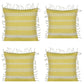 Pack of 4 Fresh Yellow & White Striped Cushion Cover with knotted edging