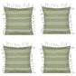 Pack of 4 Fresh Green & White Striped Cushion Cover with white knotted edging