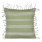 Pack of 4 Fresh Green & White Striped Cushion Cover with white knotted edging