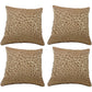 Pack of 4 Flower Beige Petal Design Square Cushion Covers