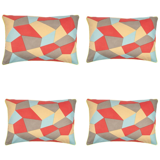 Pack of 4 Geo Beige Geometric Design 40x60cm Rectangle Cushion Covers