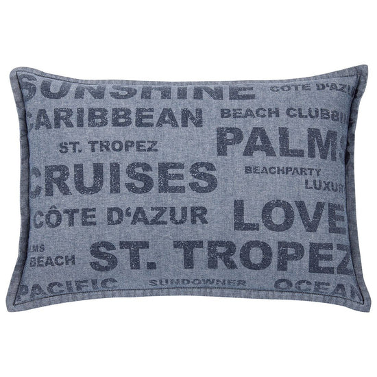 Pack of 2 Denim Sunshine Wording Cushion Cover Cruises, Caribbean, Love etc