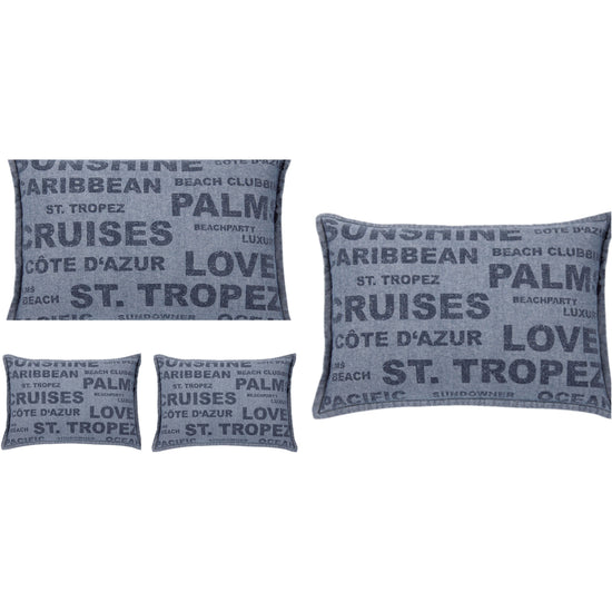 Pack of 4 Denim Sunshine Wording Cushion Cover Cruises, Caribbean, Love etc