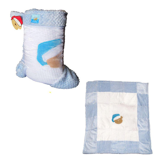 Cute Bear Blue Coral Fleece Baby Blanket 75 x 90 cm