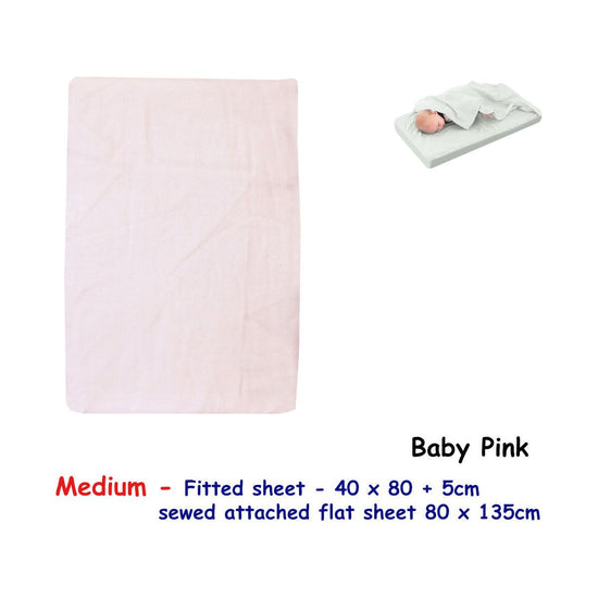 Baby Pink Bassinet Fitted Sheet with a Flat Sheet Sewed Attached