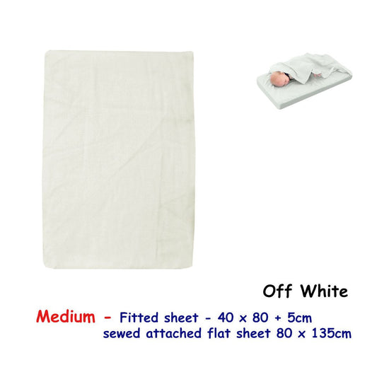 Off White Bassinet Fitted Sheet with a Flat Sheet Sewed Attached