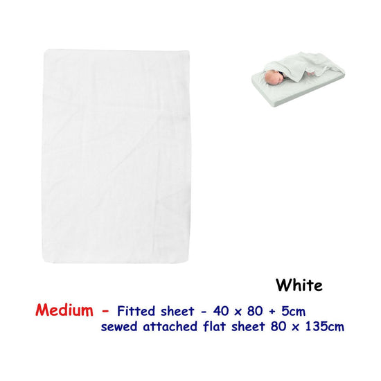 White Bassinet Fitted Sheet with a Flat Sheet Sewed Attached