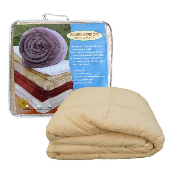 Sand Coral Fleece Soft and Warm Mattress Underlay Double