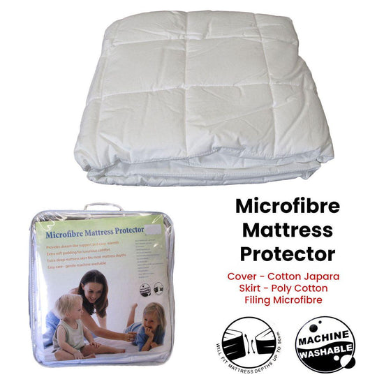 Cotton Japara Cover Microfiber Filling Mattress Protector Single