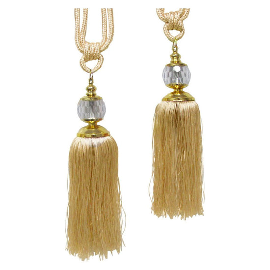 Elizabeth Pair of Curtain Tassel Rope Ties Champagne/Gold