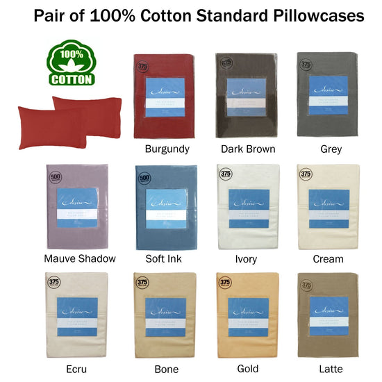 Pair of Cotton Standard Pillowcases 375TC Ecru