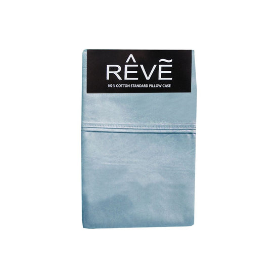 Pair of Reve 100% Cotton Standard Pillowcases 48 x 74 cm Solid Stone Blue