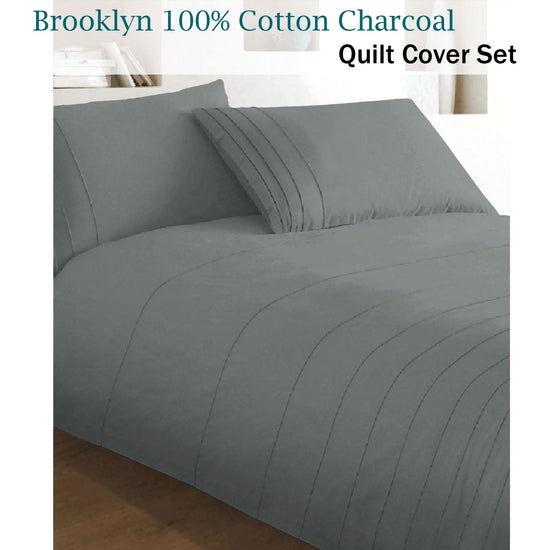 Brooklyn Charcoal Quilt Cover Set King