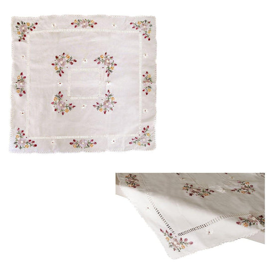 Victoriana Cream Applique Embroidered Table Topper 85 x 85 cm